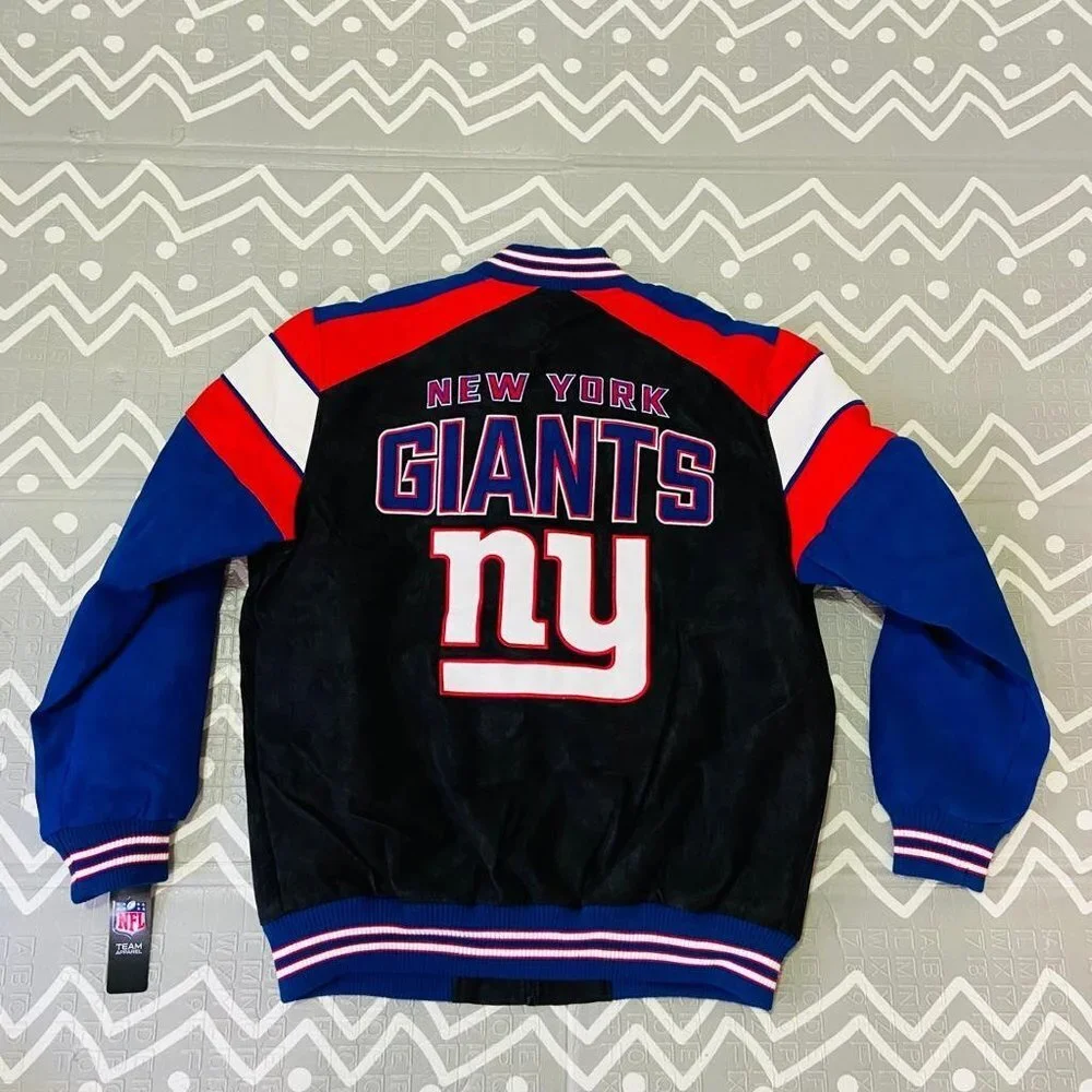 Vintage retro New York Ny giants suede leather varsity letterman bomber jacket - Picture 2 of 8
